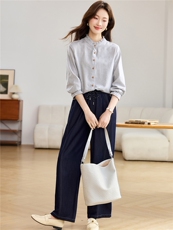 2026春秋季时尚简约大方气质优雅显瘦休闲潮流纯色两件套，女装套装/套裙，独衣靓