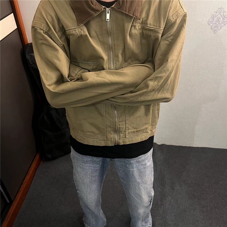 男春秋季美式潮牌复古宽松休闲百搭设计感小众立领外套JK7013,女装短外套,星座516A