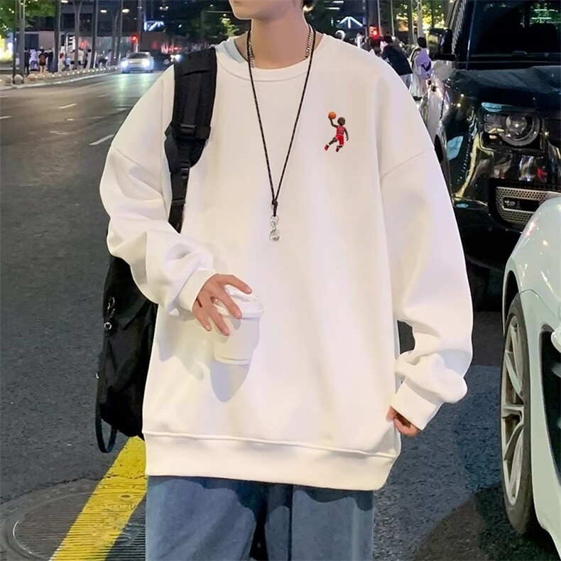 圆领卫衣男款春秋季潮牌时尚百搭打底衫长袖t恤青少年秋装上衣服图片