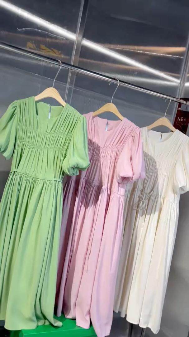 《DAVIDA》现货!韩版纯色宽松泡泡袖连衣裙，女装连衣裙，DAVIDA