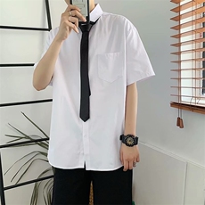 白衬衫男短袖港风宽松大码学生衬衣男韩版潮流帅气百搭CS22-P28，男装衬衫，星座1008-1