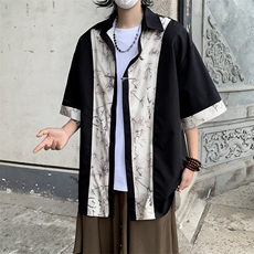 C431P402024夏季设计感新中式短袖衬衫潮牌宽松休风衬衫，男装衬衫，星座512-6