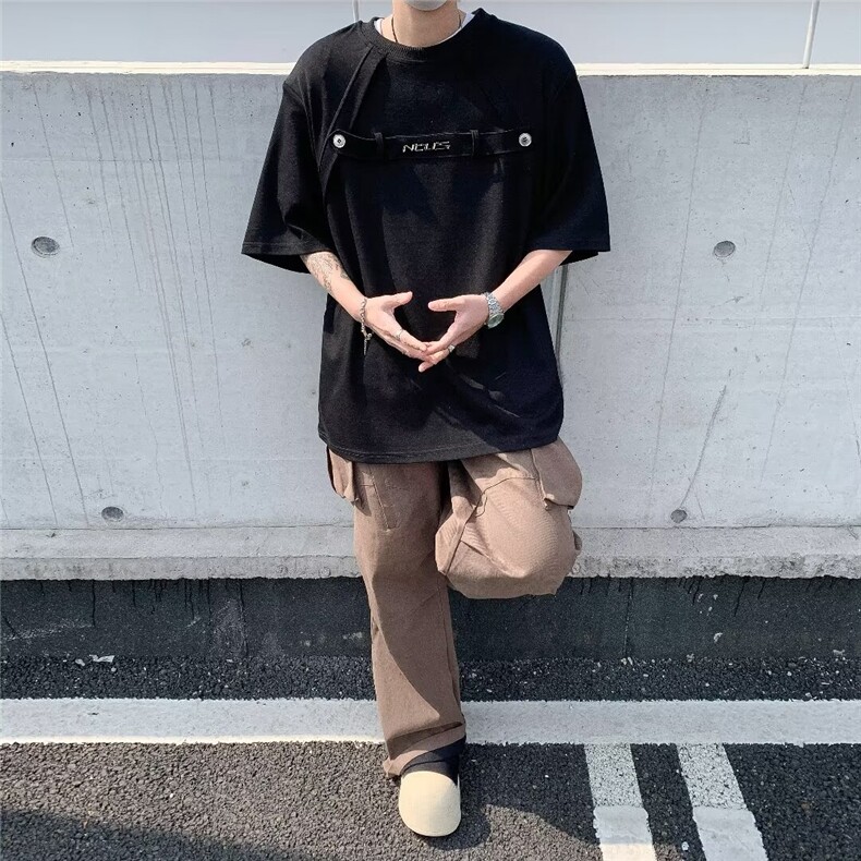 夏季短袖T恤男圆领青少年学生休闲潮牌美式复古高街日系潮流体恤,男装T恤,星座601-2