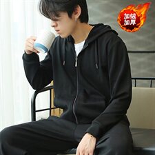 冬加绒加厚运动套装宽松开衫卫衣两件套运动服加肥大码910款，男装卫衣，星座802