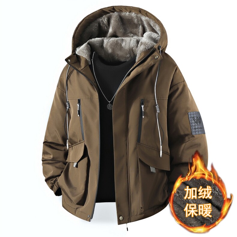 立体冬季外套加绒加厚潮牌夹克连帽宽松保暖派克服 A436-D209-P80图片