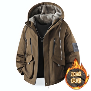 立体冬季外套加绒加厚潮牌夹克连帽宽松保暖派克服 A436-D209-P80图片