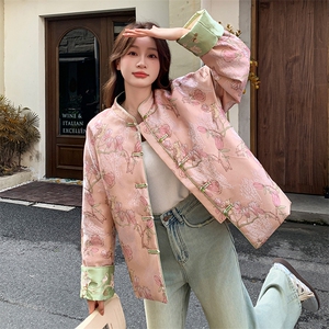 水衣源2607A款新中式提花刺绣短款轻薄羽绒服女图片