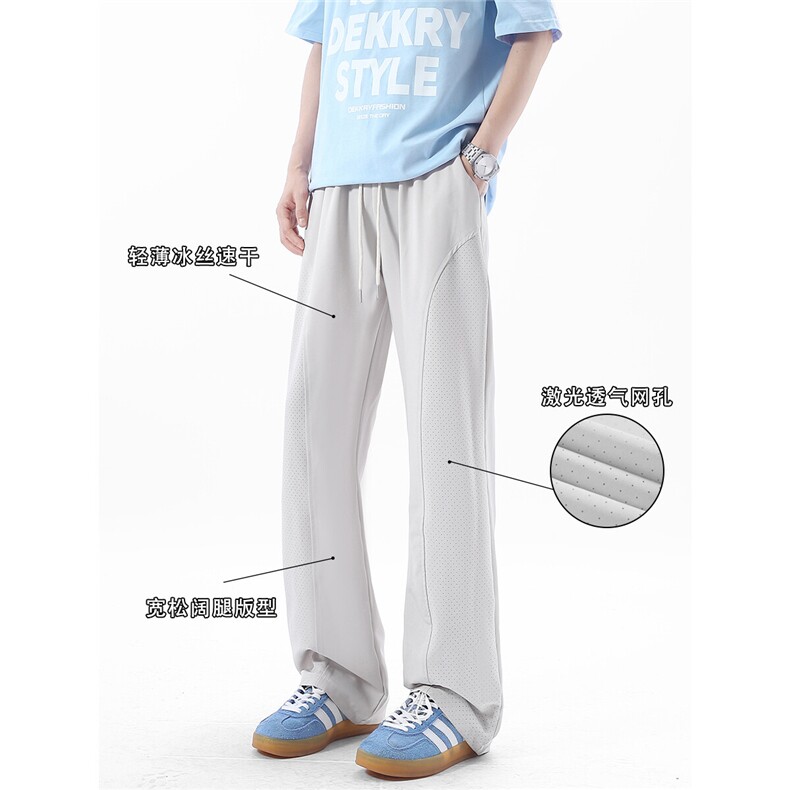 现货YK1901-特P35夏季网孔轻薄透气冰丝速干弯刀显瘦休闲裤,男装休闲裤,电商A429