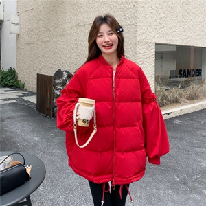 花边拼接白鸭绒棒球羽绒服女2025冬装保暖外套小个子跨年圣诞好看图片
