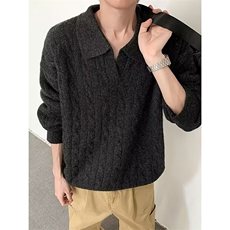 JY296-P68美式复古休闲慵懒风V领针织衫男纯色外套，男装针织衫/毛衣，星座1501-3