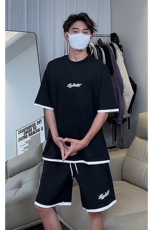 假两件休闲运动短袖套装上衣T3678特P30控58/裤子DK8636特P30控58，男装休闲套装，电商A007