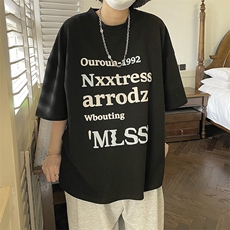 潮~立体发泡字母印花夏季短袖T恤男女814-1-T576-P38，男装T恤，星座814-1