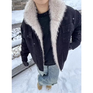 座山雕毛衣外套加绒加厚棉服毛领保暖夹克MY390特P128
