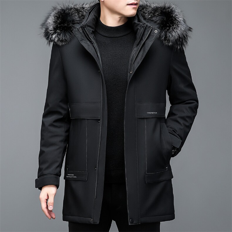 羽绒服男2023年新款冬季可脱帽加厚保暖中年商务休闲爸爸装外套,男装羽绒服,电商B212（原钱塘6029）