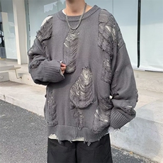 假两件毛衣男女新款美式日系复古破洞慵懒风针织外套秋冬Y157-P40，男装针织衫/毛衣，星座1008