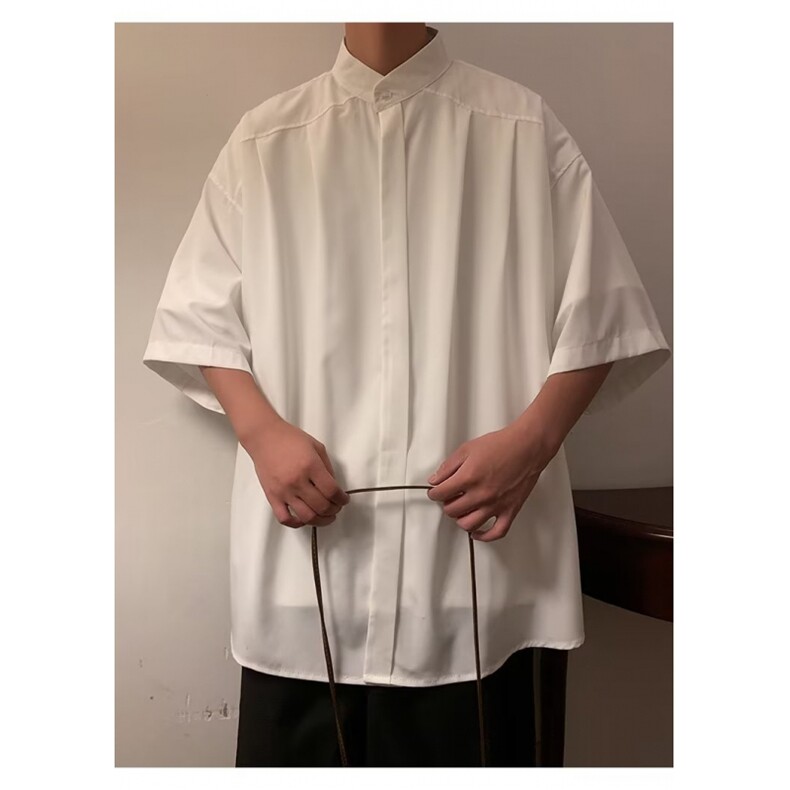 夏季免烫新中式男女装痞帅衬衫男短袖潮牌百搭上衣休闲衬衣-S300,男装衬衫,星座601-2