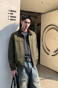 2026春季新款帆布底特律撞色翻领夹克男J6523-特P78建议零售价198图片