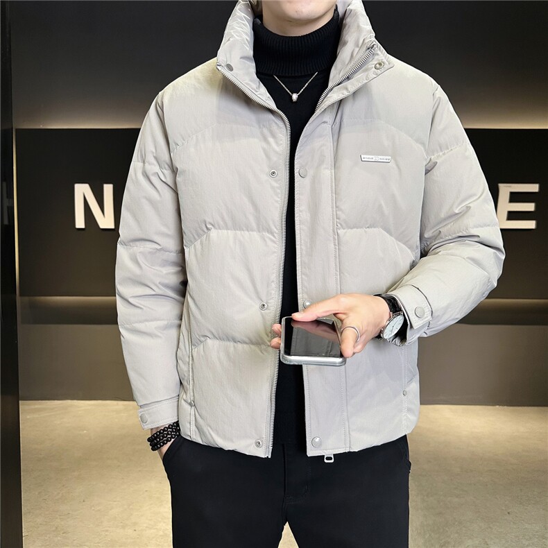 6608-L-4XL-P185标50绒店主风男士休闲立领纯色休闲羽绒服外套,男装羽绒服,电商B255
