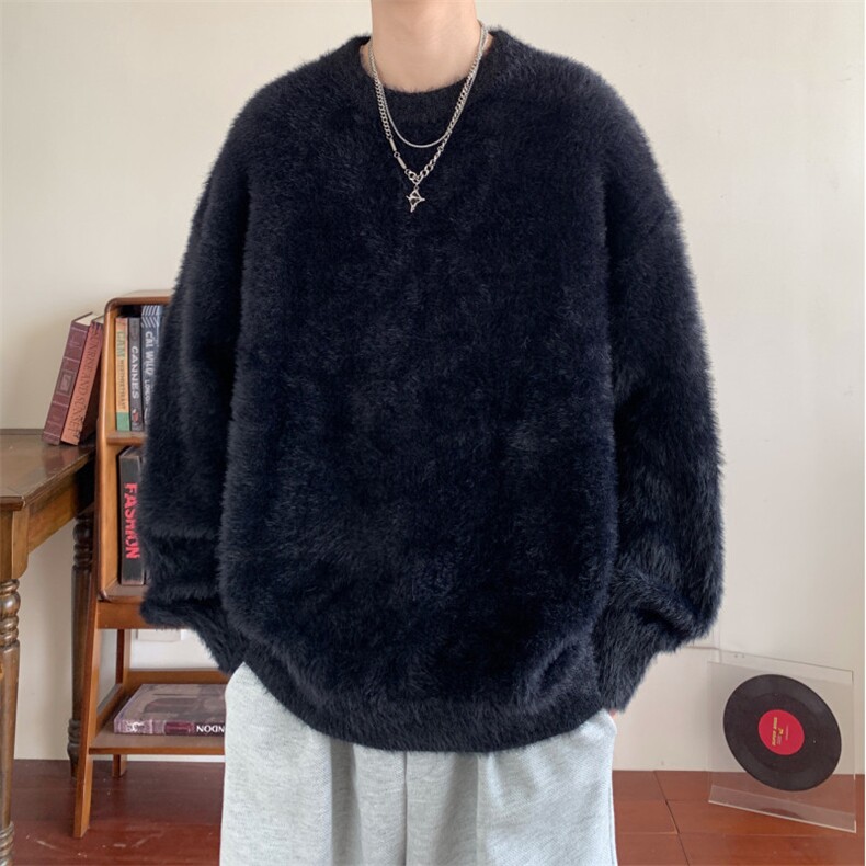 高品质超好手感厚毛仿貂绒圆领套头毛衣打底针织衫M688-P48,男装T恤,星座1212