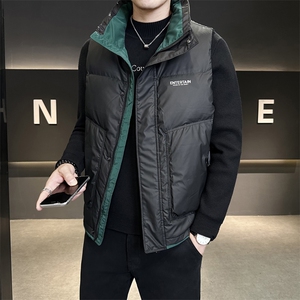 短款立领拼色羽绒马夹男 休闲日系保暖外套马甲背心M73-P120图片