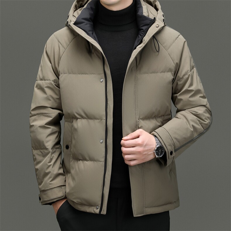 连帽羽绒服男短款2024冬季新款加厚白鸭绒中年男士休闲保暖外套,男装羽绒服,电商B212（原钱塘6029）