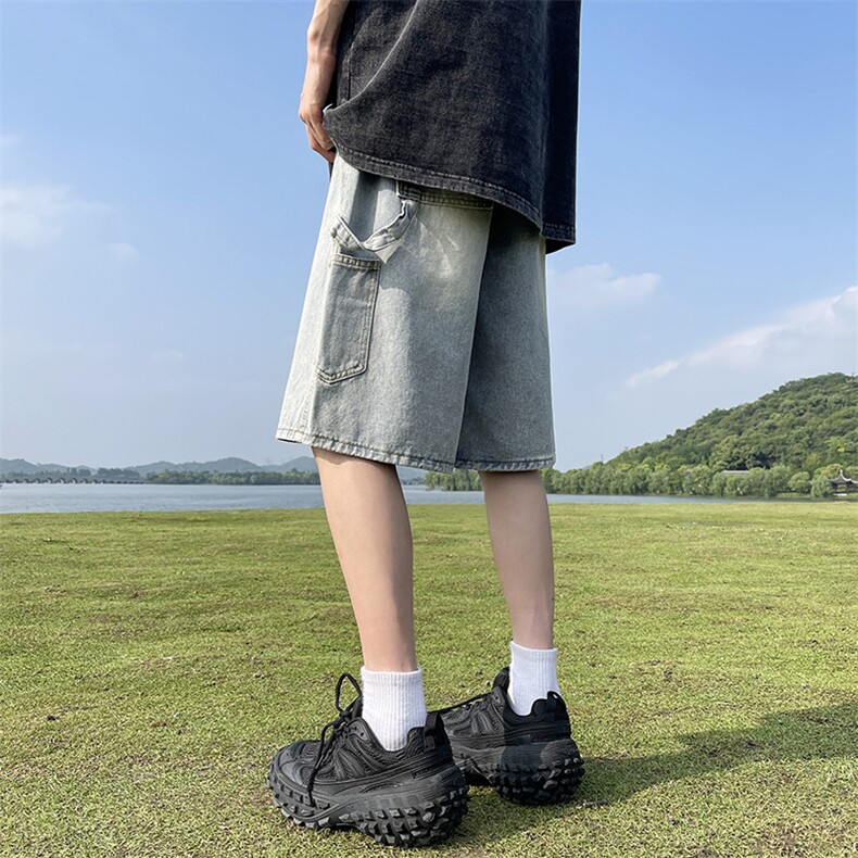 美式高街工装牛仔短裤A451特P35控55,男装牛仔裤,电商A309