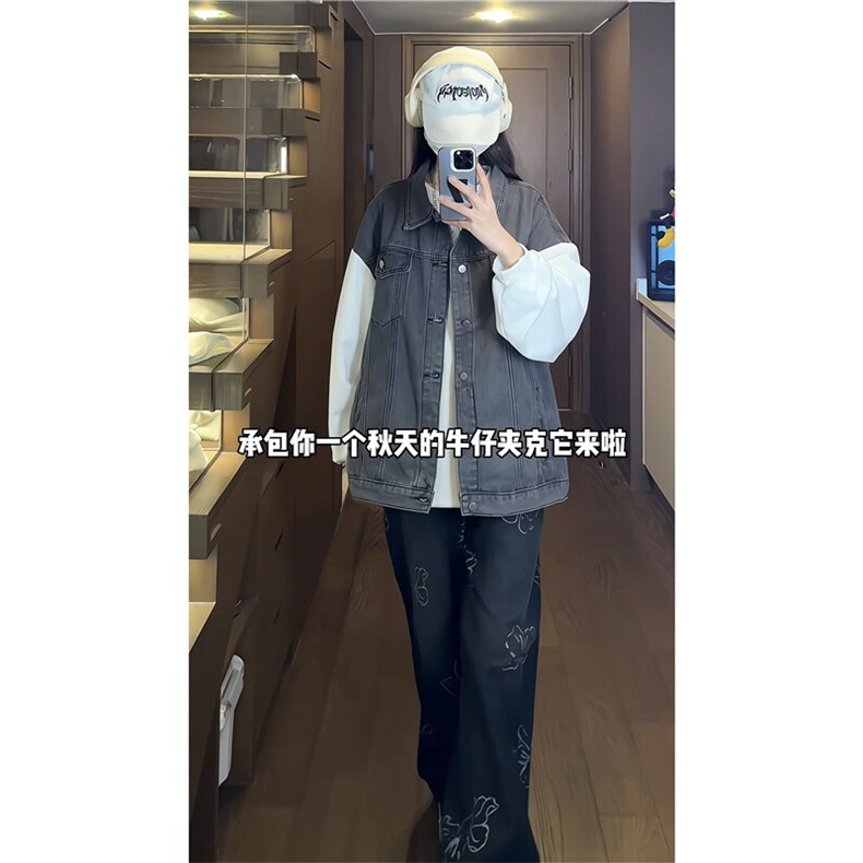 JK3040-P70-控98现货拼接牛仔夹克外套大码,男装夹克,星座116