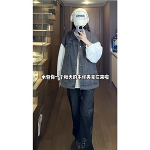 JK3040-P70-控98 现货拼接牛仔夹克外套大码图片