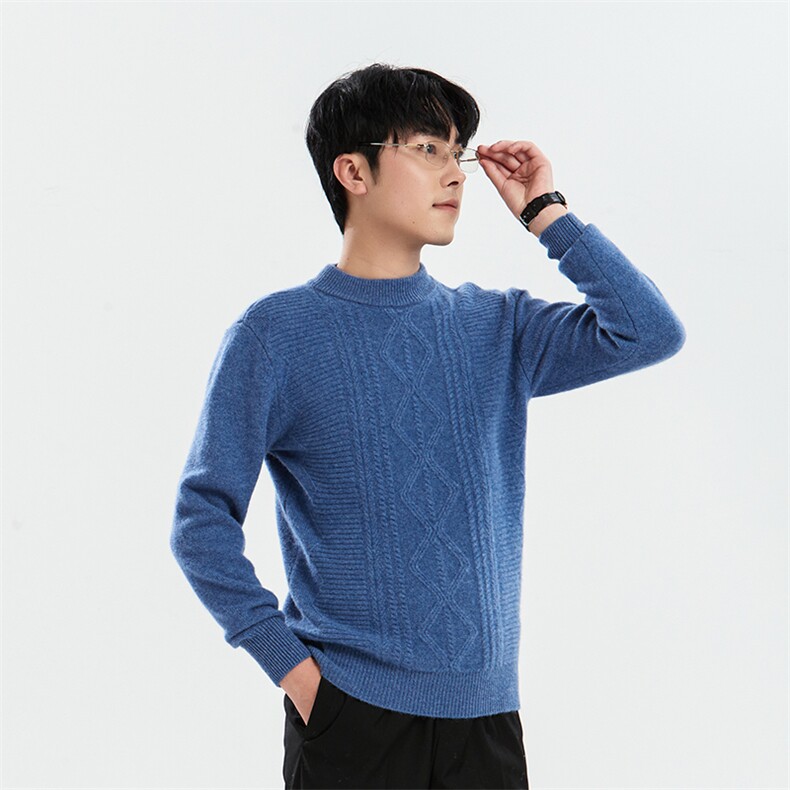 圆领2024年秋季纯色长袖时尚都市套头羊毛衫，男装羊毛衫，牧绒家园高端店