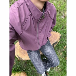 现货~紫红色男女夏季立领结构设计感速干防晒外套F25217批58图片