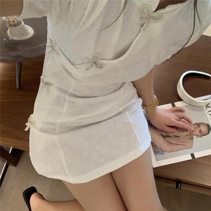 泡泡袖旗袍连衣裙图片