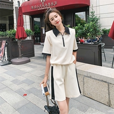 现货~新款上新！撞色设计短袖短款两件套190-82359-P120-K178，女装套装/套裙，一九零
