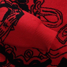 M6357-P58红色圆领针织衫男款冬季跨年氛围感连帽毛衣慵懒风情侣，男装针织衫/毛衣，电商D310B