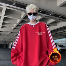 抖音得物供货提供视频秋冬重磅美式宽松织带圆领卫衣0331，男装卫衣，电商A486