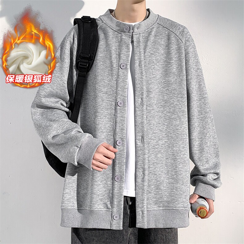 薄款改加绒特批P40无差价冬季银狐绒慵懒风开衫卫衣男W2338J加绒,男装卫衣,电商A001