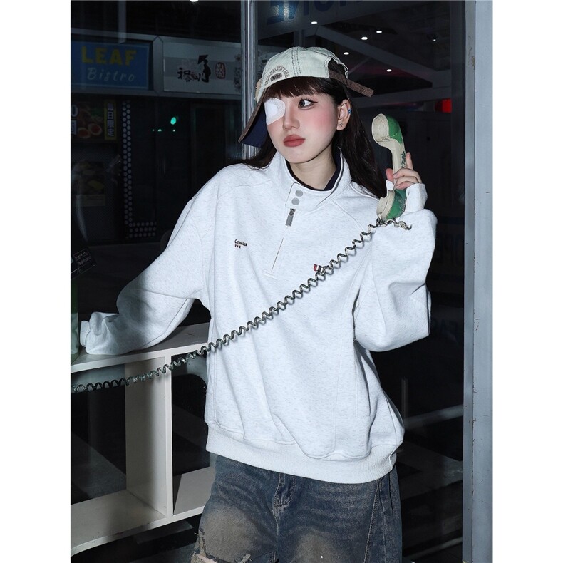 秋冬季加绒加厚新款潮流宽松男女美式简约情侣字母卫衣WY671,男装卫衣,星座516A