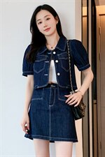 套裙女2022夏季薄款两件套时尚显瘦白搭牛仔裙宽松休闲外套洋气，女装套装/套裙，梦懿尔