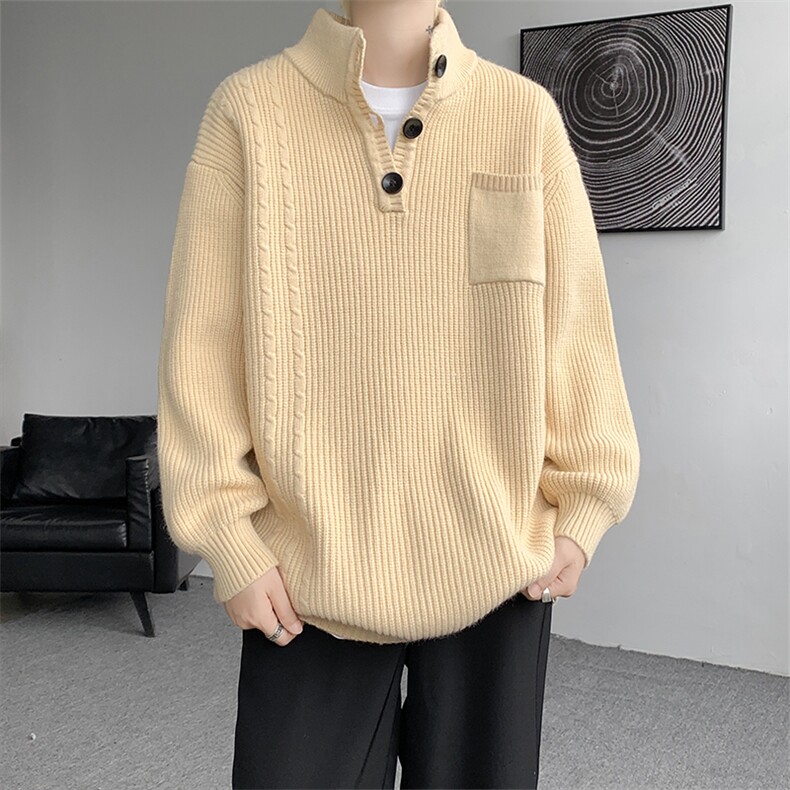 8XL-M 特大码冬季立领毛衣纽扣高级设计感情侣?袖毛衫MY1208P65图片