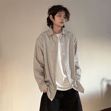 C51-P38美式复古条纹衬衫男长袖内搭打底衬衣春秋学院风外套，男装衬衫，星座215-1