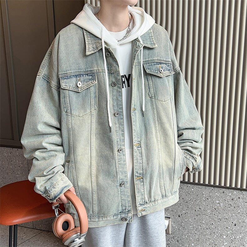 嗨派牛仔-618直播品质款美式复古蓝经典潮牛仔外套流宽松版男女款,男装工装外套,星座910