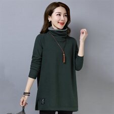 2020年秋季新款加绒加厚高领卫衣女中长款秋冬打底衫上衣服，女装卫衣/绒衫，简韵佳