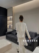 [现货]流苏小香风外套女2022年春季新款V领短款上衣，其它，SENSSSE