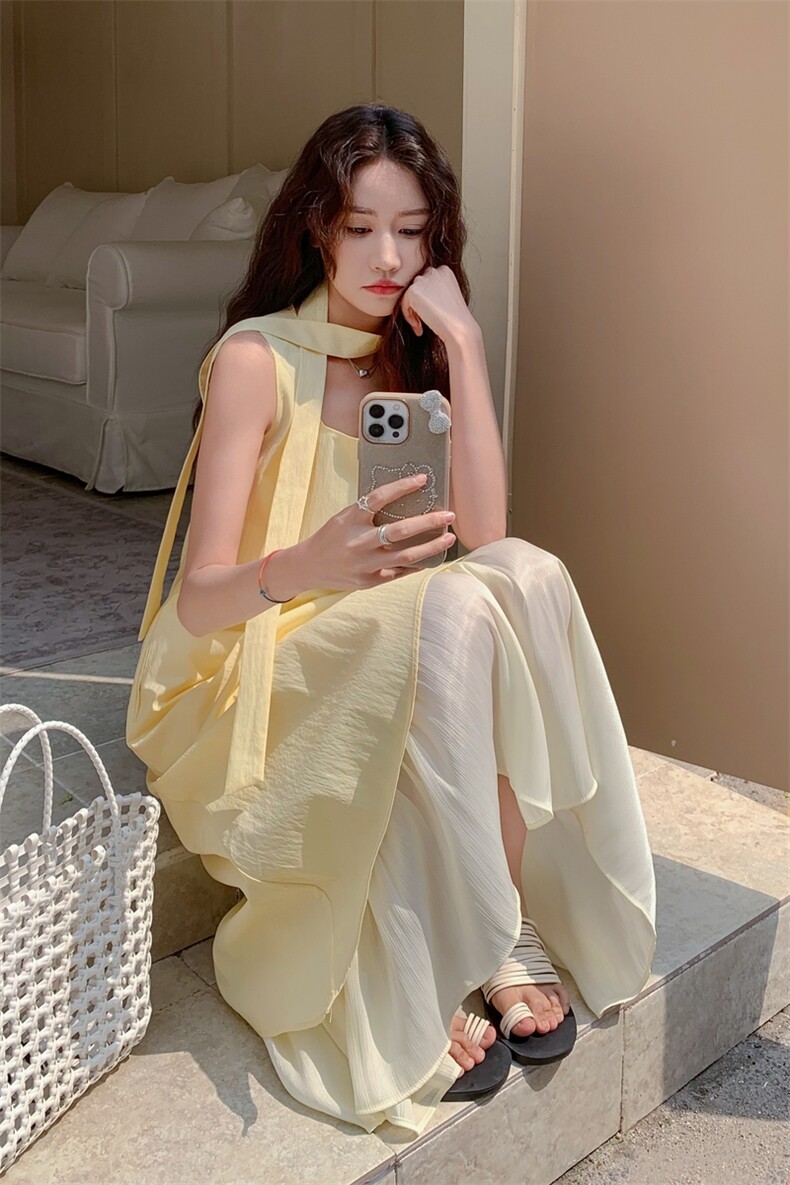 现货黄色连衣裙2C206-L506-P125-K178,女装连衣裙,2C206
