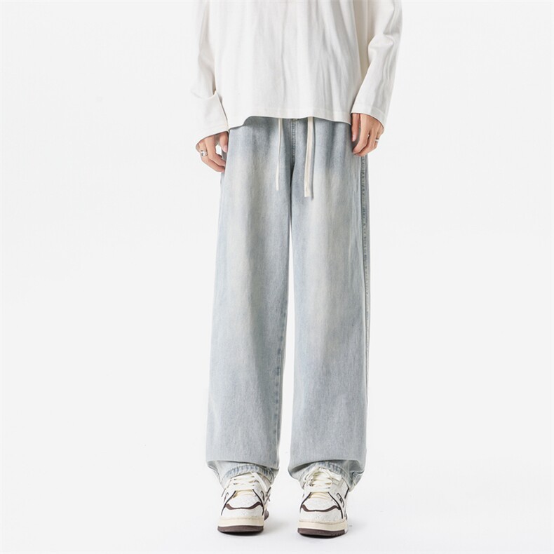 8XL-M牛仔裤美式潮牌复古水洗做旧特大码直筒宽松长裤NZ9009/P58,男装牛仔裤,电商B238