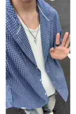 美式复古蓝色连帽/翻领衬衫男衬衣外套上衣DC2243/DC2244-特价P35，男装衬衫，电商A007