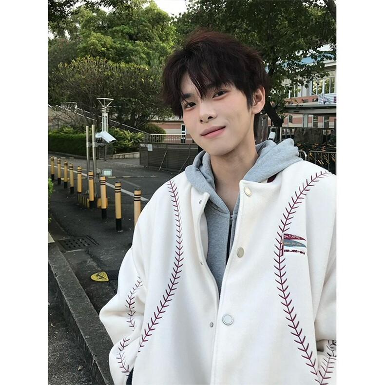 新款冬季宽松棒球棉服男女同款设计感美式休闲厚外套JKS503,男装棉衣,星座516A