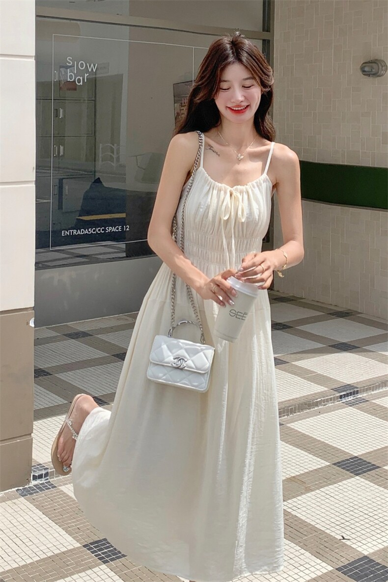 2025夏季新款小清新长裙子收腰显瘦超仙气质感时尚连衣裙套装,女装连衣裙,欣美人