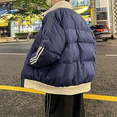 8XL-M三道杠韩系拼接立领加厚棉服三条杠棉衣面包服外套MY1706P98，男装棉衣，电商D206-1