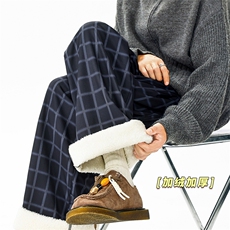 复古美式格子裤冬季保暖加绒休闲裤直筒阔腿裤D52141-TP4588，男装棉衣，电商A102