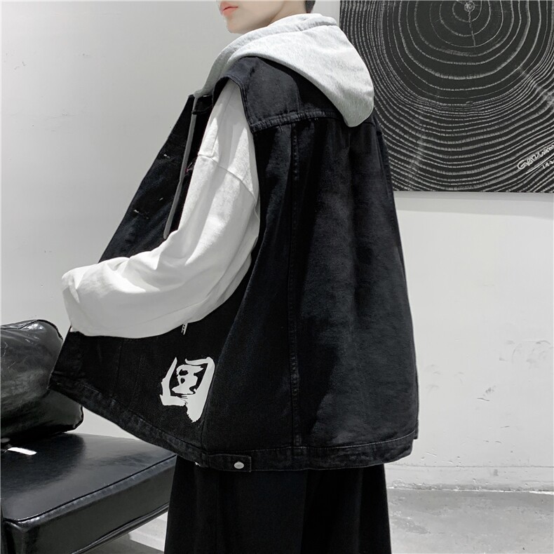 MJ216-p58-限价78M-5XL现货宽松可脱卸大码牛仔马甲多口袋,男装背心/马甲,星座116